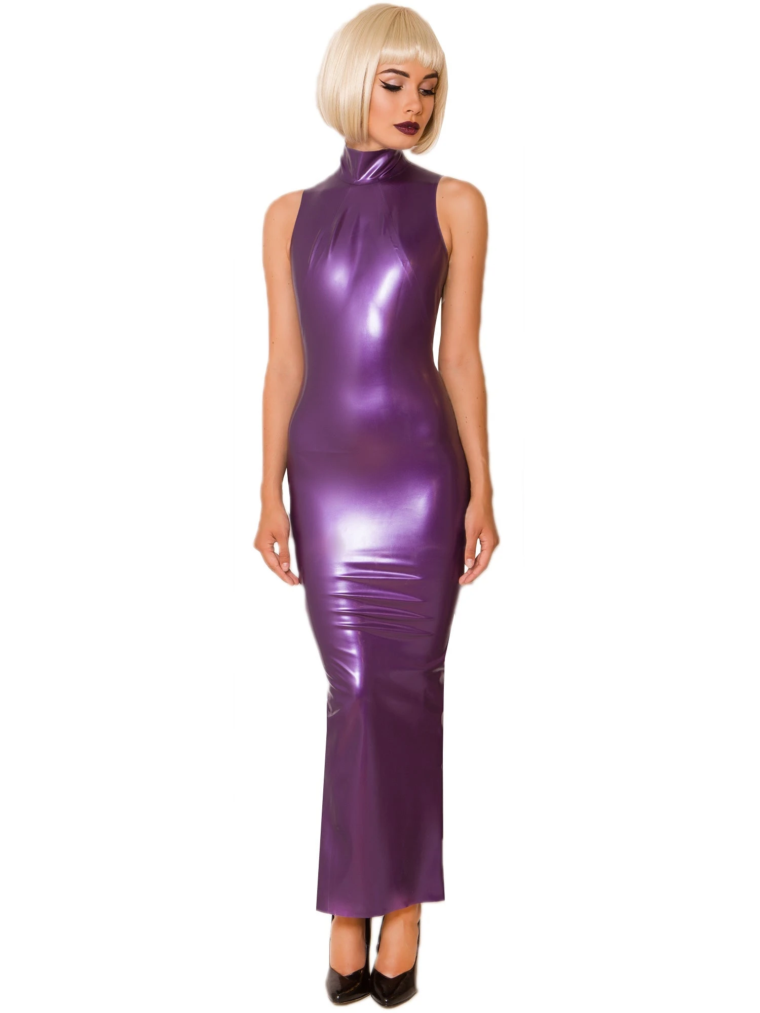 Black Latex Mermaid Dress - Image 6