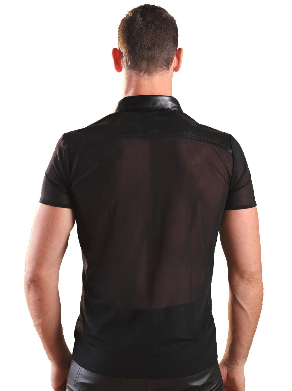 Black Leather Shirt & Nylon Trim - Image 2
