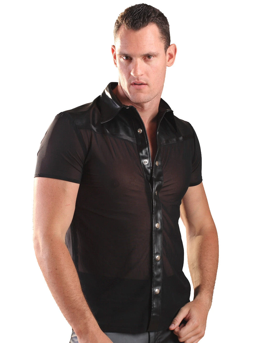 Black Leather Shirt & Nylon Trim - Image 4