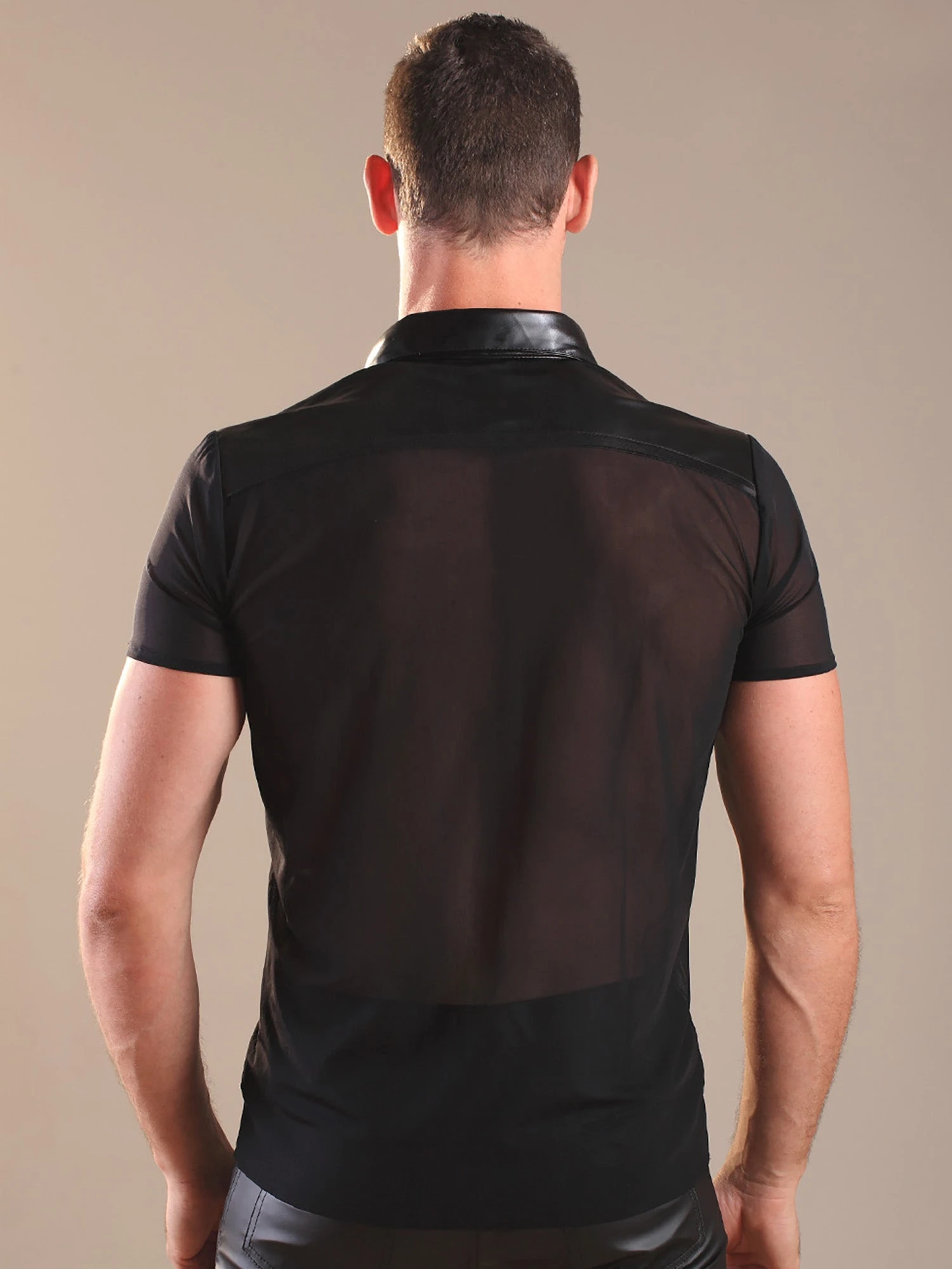 Black Leather Shirt & Nylon Trim - Image 6