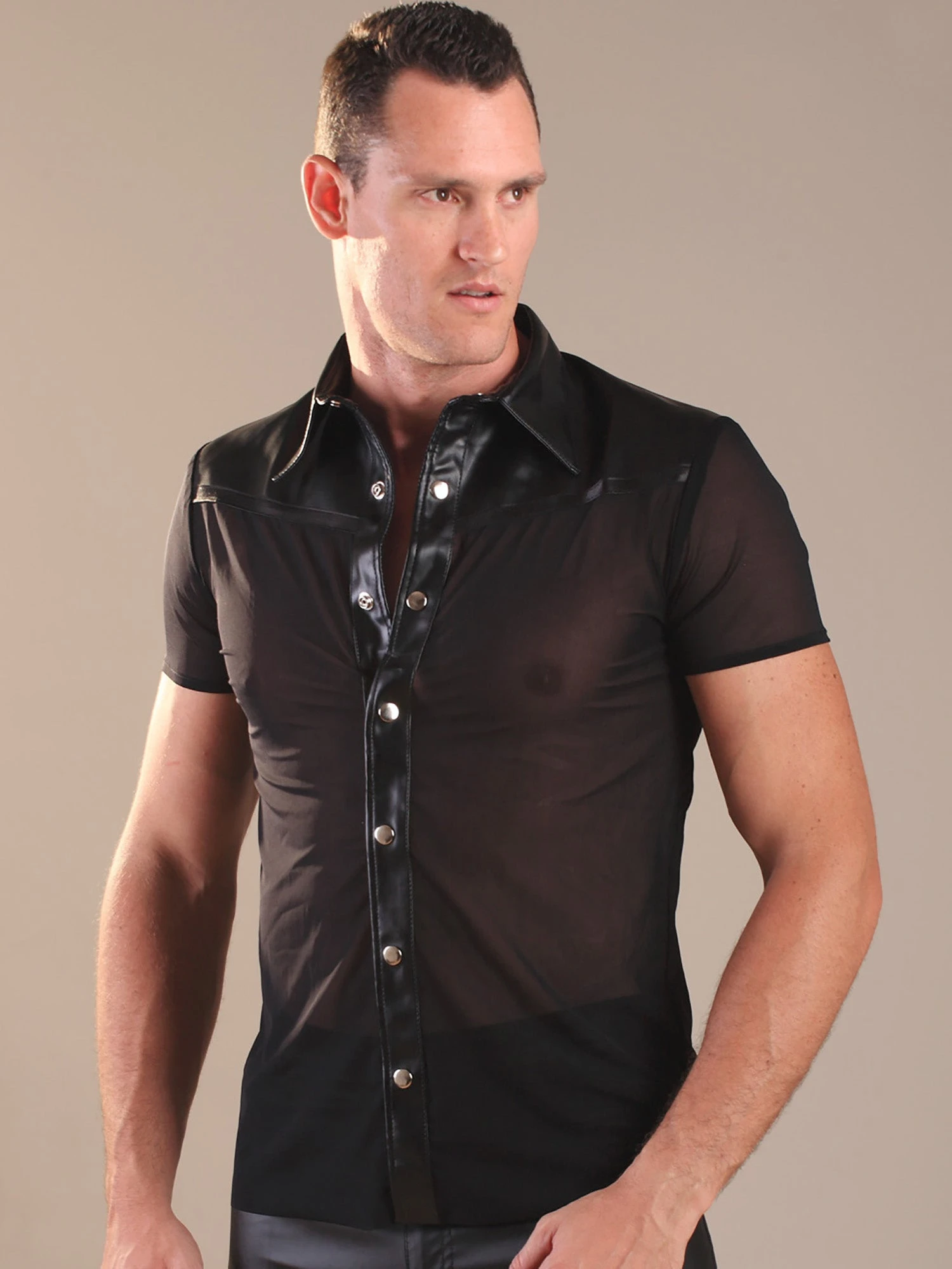 Black Leather Shirt & Nylon Trim - Image 8