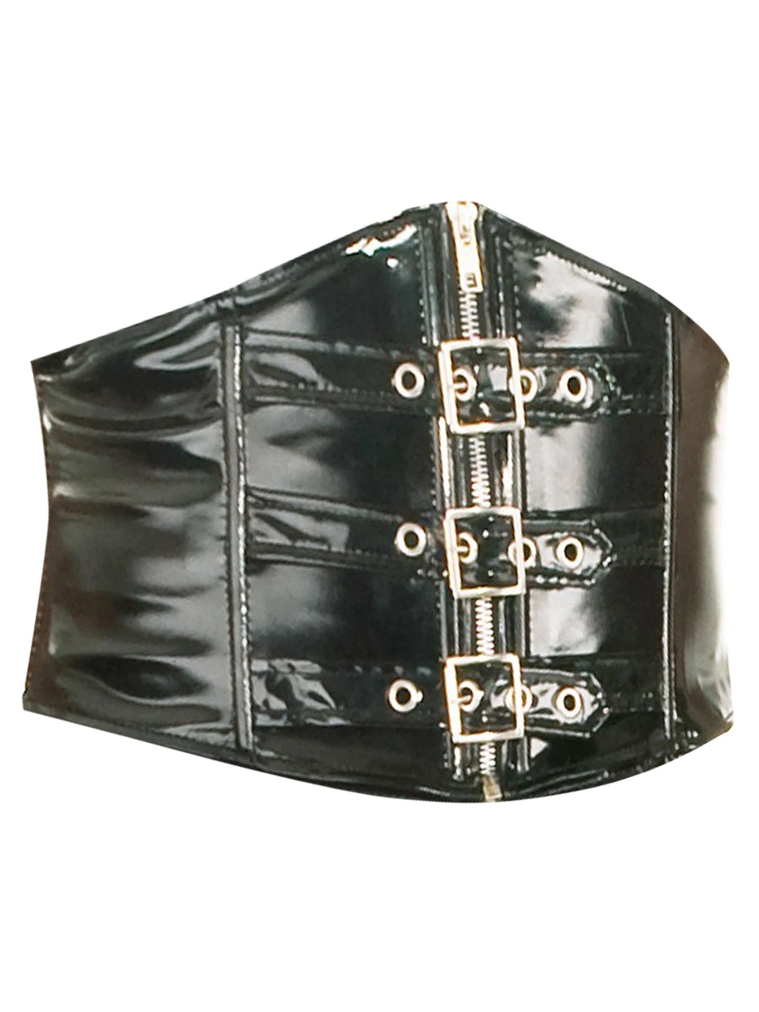 Black PVC Buckled Waspie Belt - Image 5