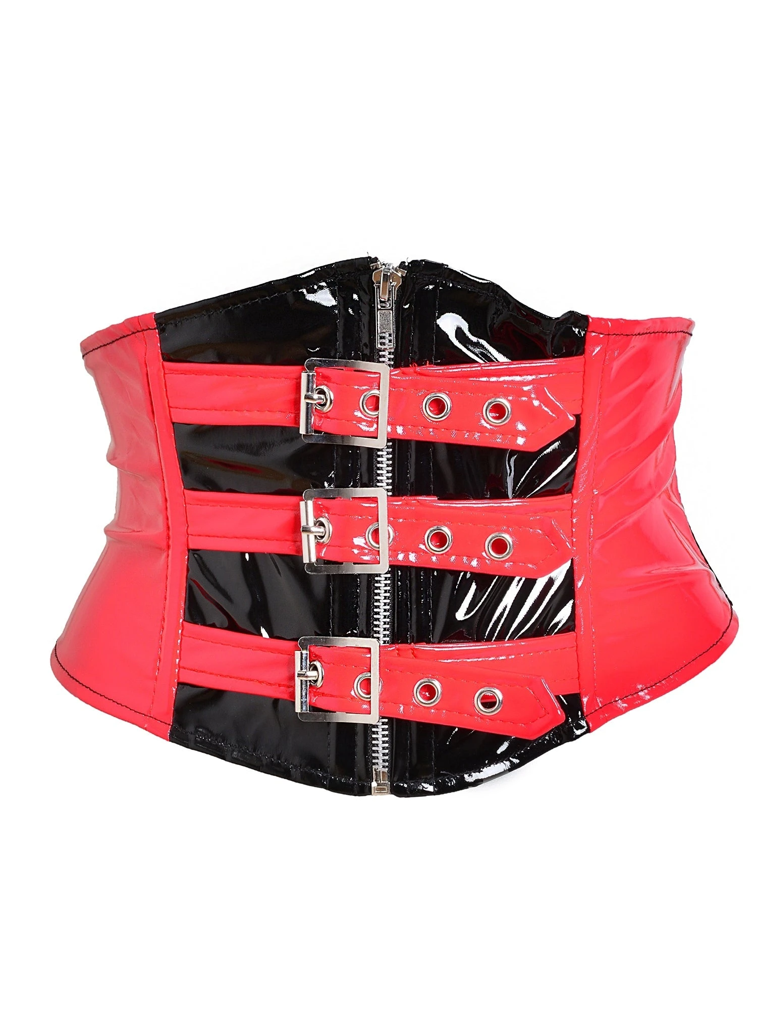 Black PVC Buckled Waspie Belt - Image 2