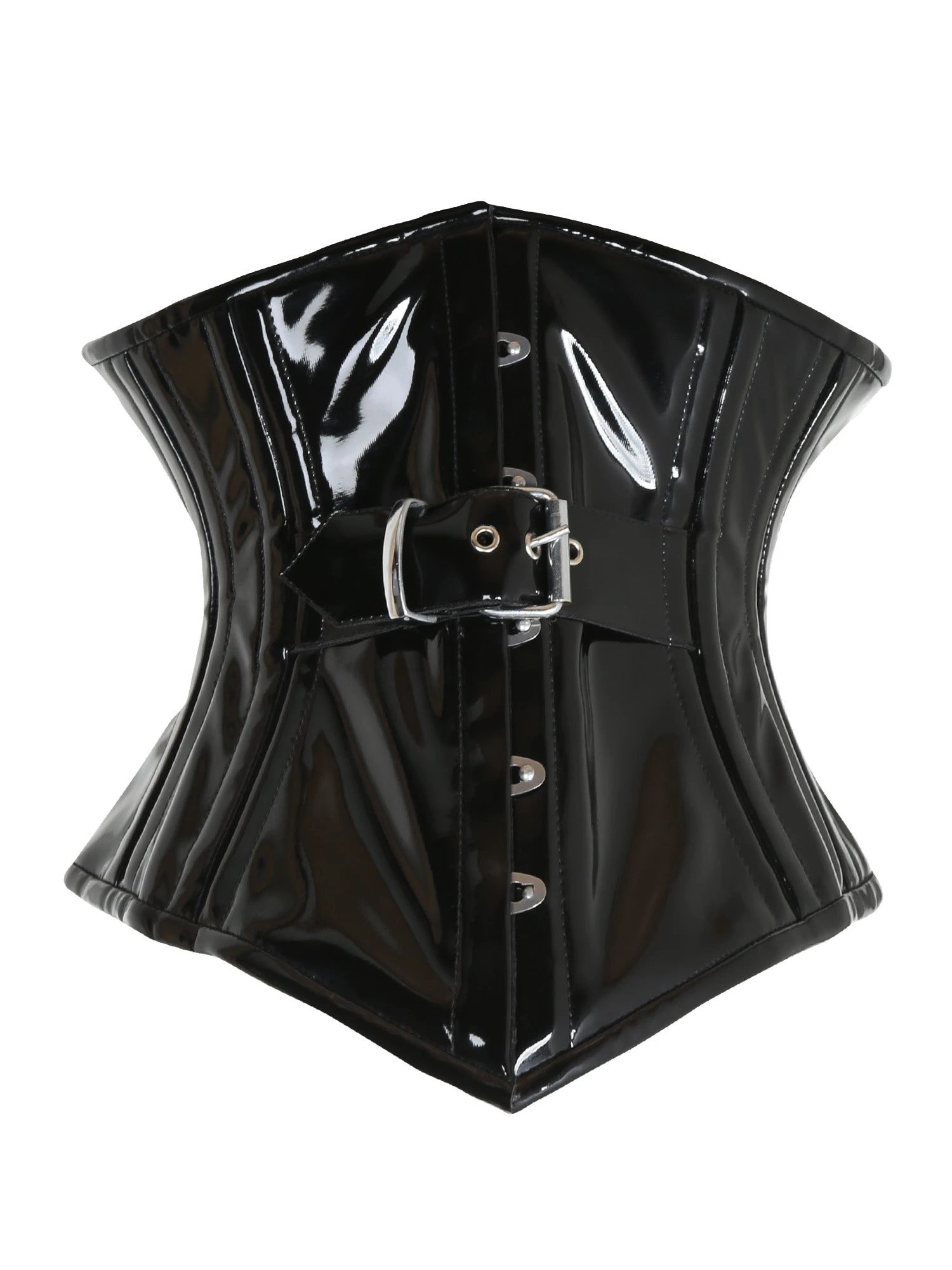 Black PVC Underbust Buckled Corset - Image 8