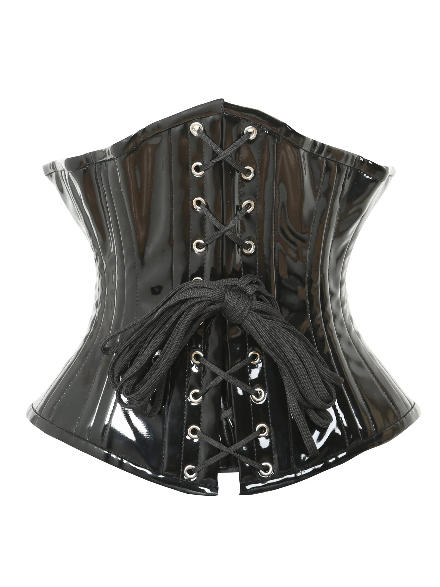 Black PVC Underbust Buckled Corset - Image 9