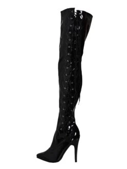 Black Side Laced Thigh Boots