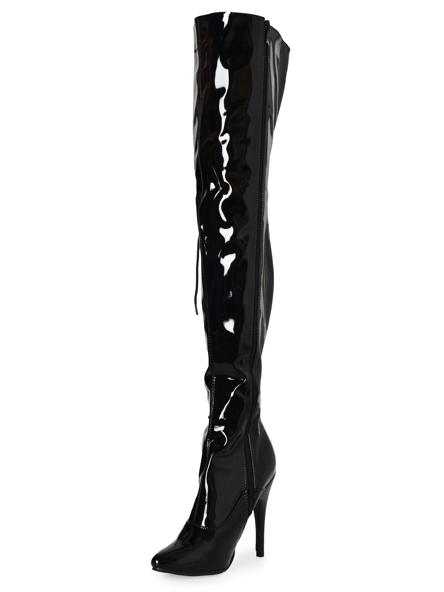 Black Side Laced Thigh Boots - Image 2