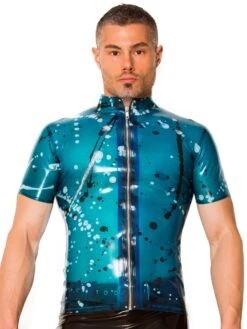 Blue Universe Collared Latex T Shirt