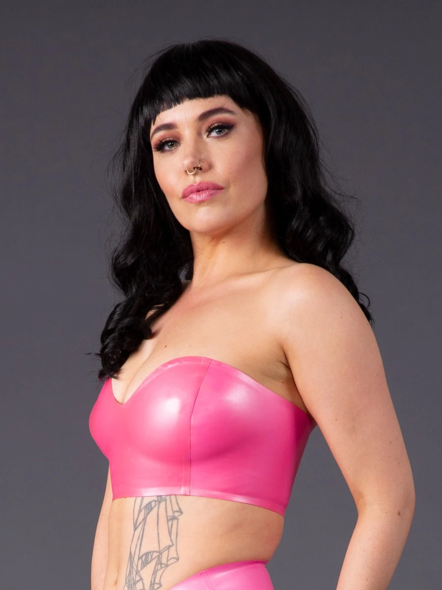 Blush Bandeau Latex Bra - Image 2