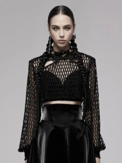 Punk Rave Woven Crop Hoodie