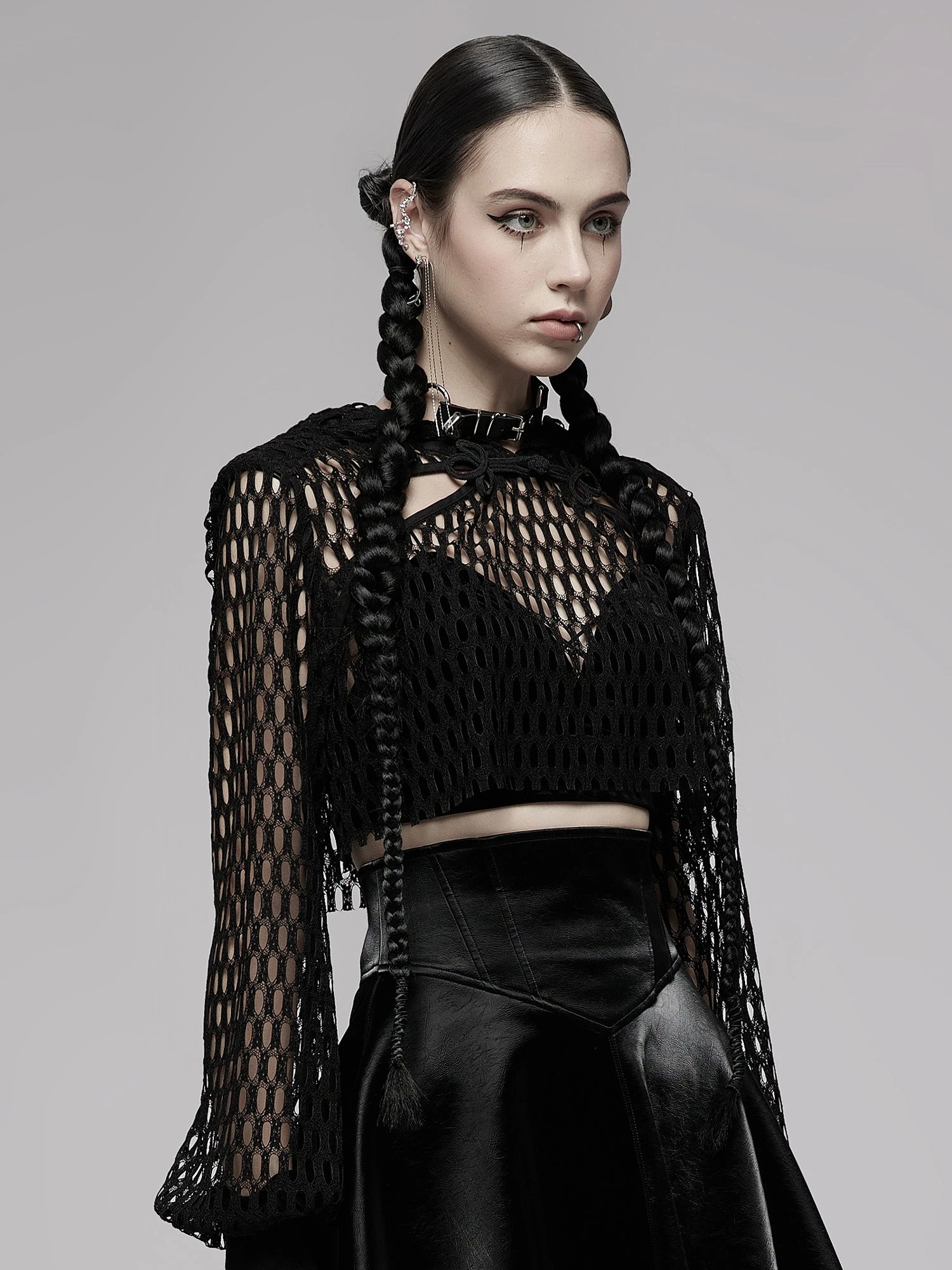 Punk Rave Woven Crop Hoodie - Image 2