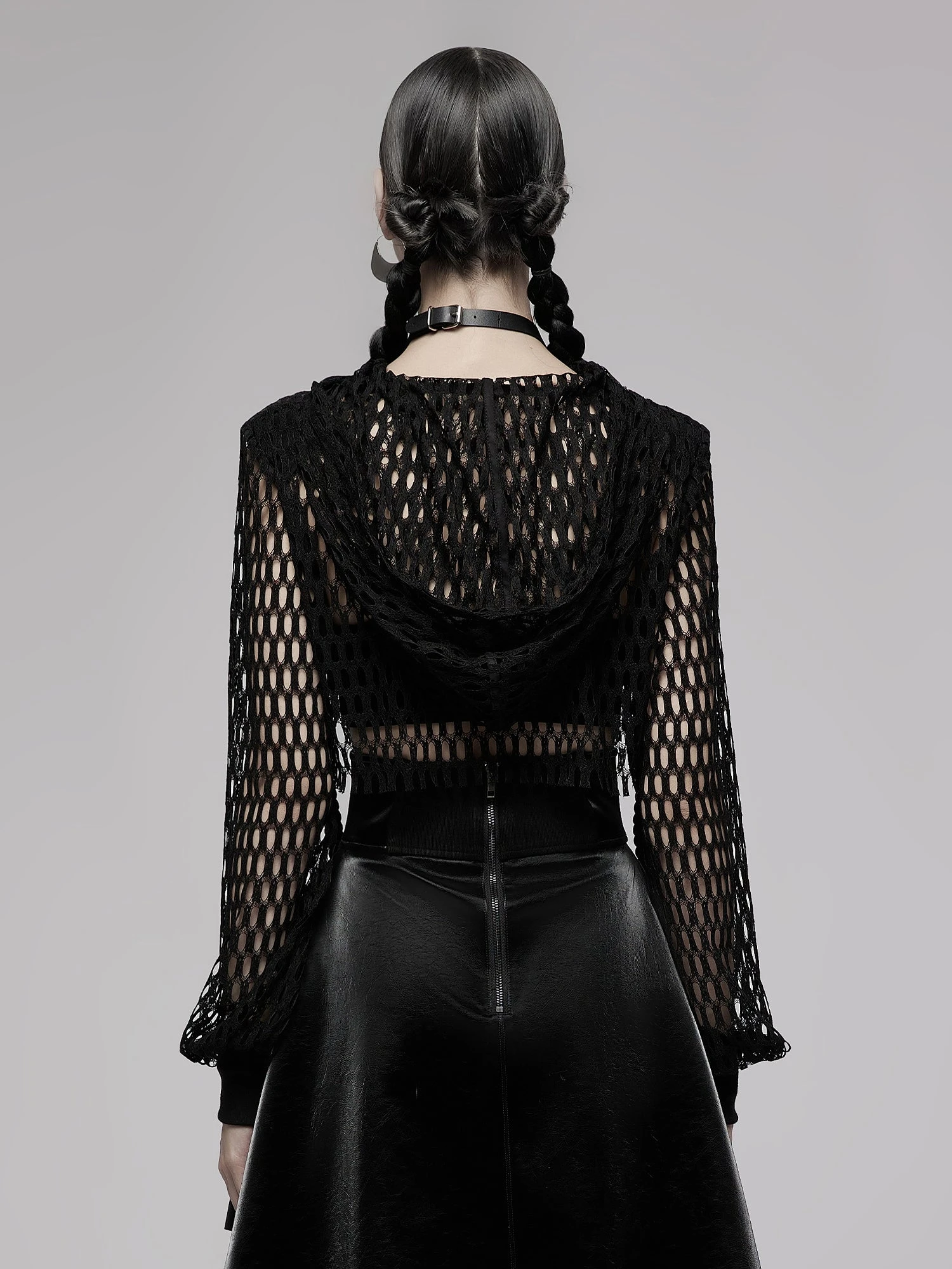 Punk Rave Woven Crop Hoodie - Image 4