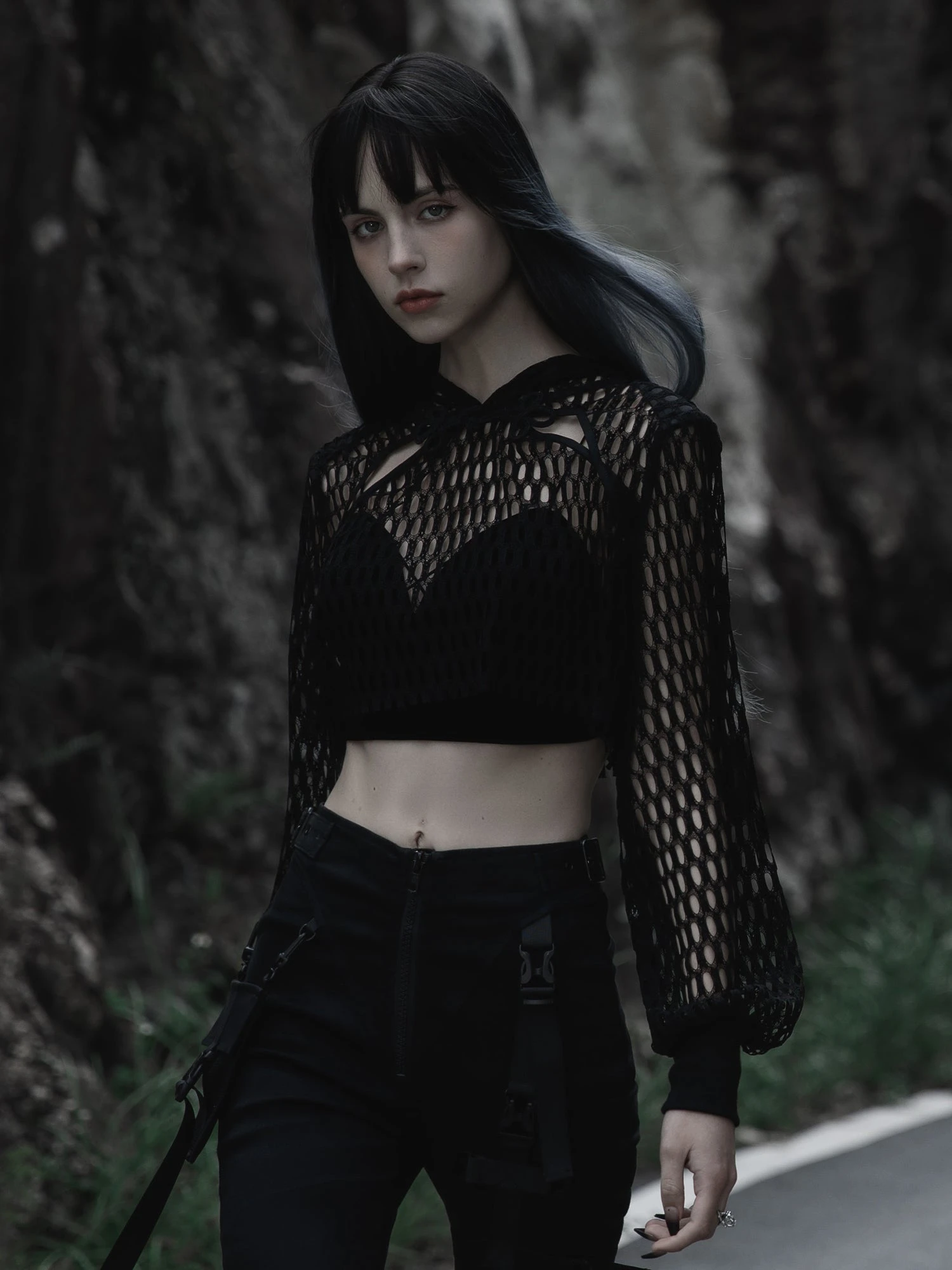 Punk Rave Woven Crop Hoodie - Image 6