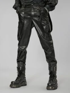 Punk Rave Men's Leatherette Trousers With Zips