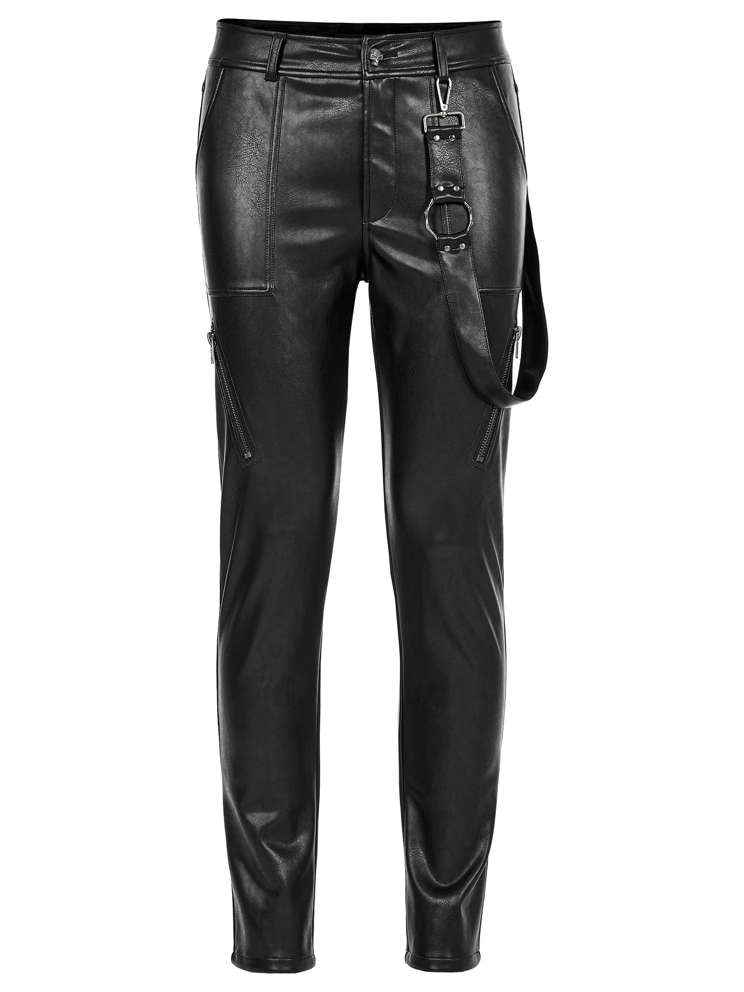 Punk Rave Men's Leatherette Trousers With Zips - Image 4