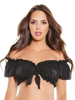 Bardot Super Crop Top - Black