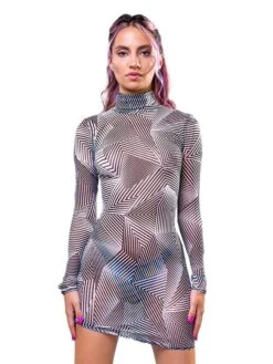 Minimal Mesh High Neck Dress