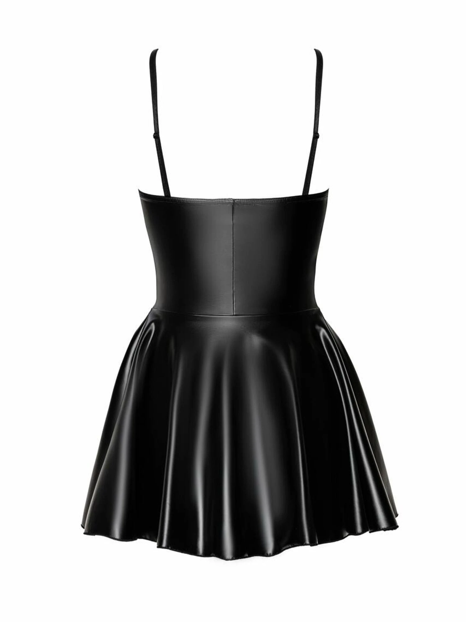Wetlook Sleeveless Zip-Front Skater Dress - Image 4