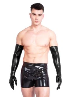 Men`s Shoulder Length Latex Gloves- Moulded & Black