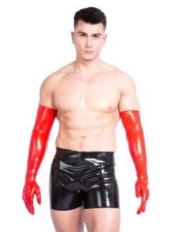 Men`s Shoulder Length Latex Gloves- Moulded & Red