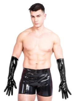 Men`s Latex Elbow Length Gloves In Black
