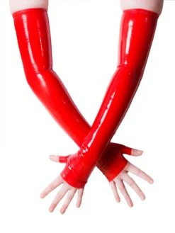 Fingerless Red Latex Gloves