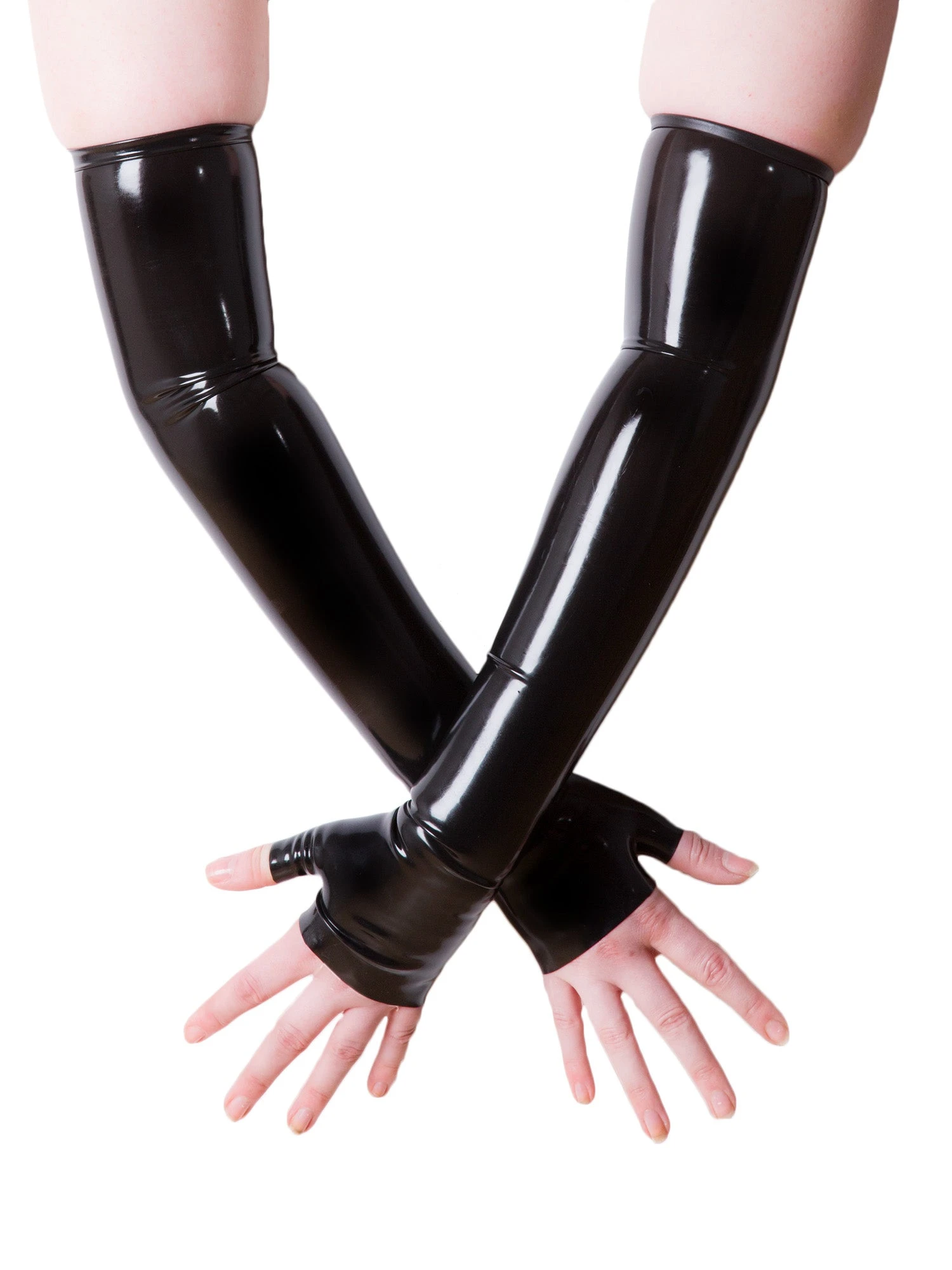 Fingerless Red Latex Gloves - Image 2