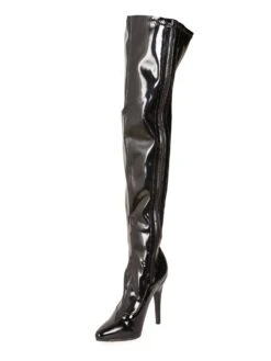 Glossy Black Thigh High Boots