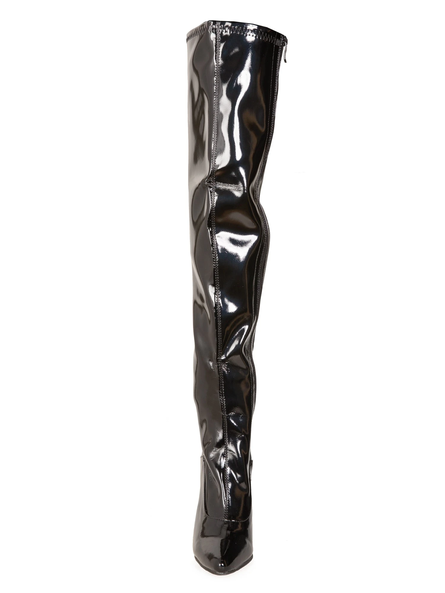 Glossy Black Thigh High Boots - Image 3