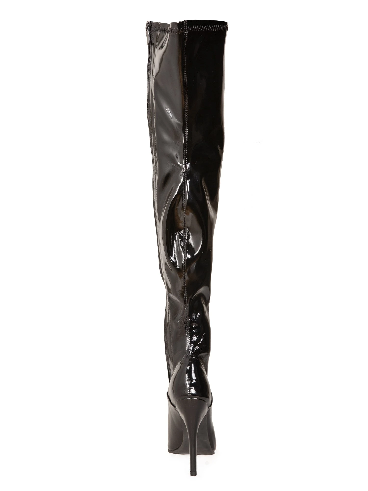 Glossy Black Thigh High Boots - Image 4