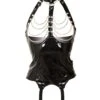 PVC Choker And Chain Harness Basque In Black