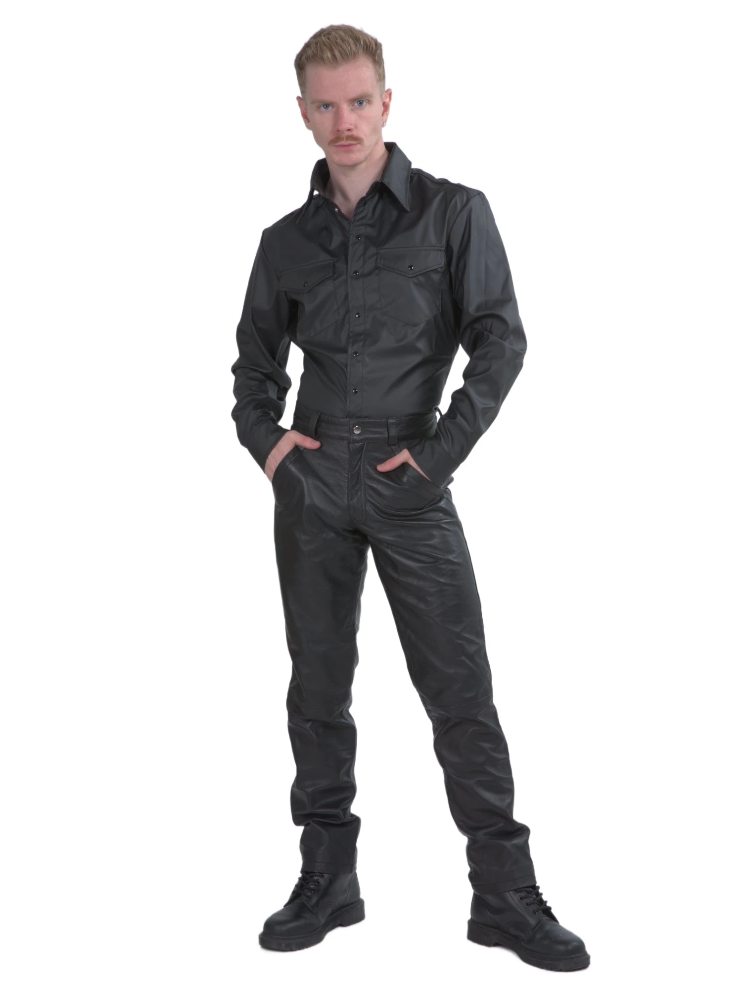 Mens Leather Classic Jeans - Image 4