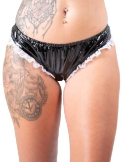 PVC Plum Knickers Black And White