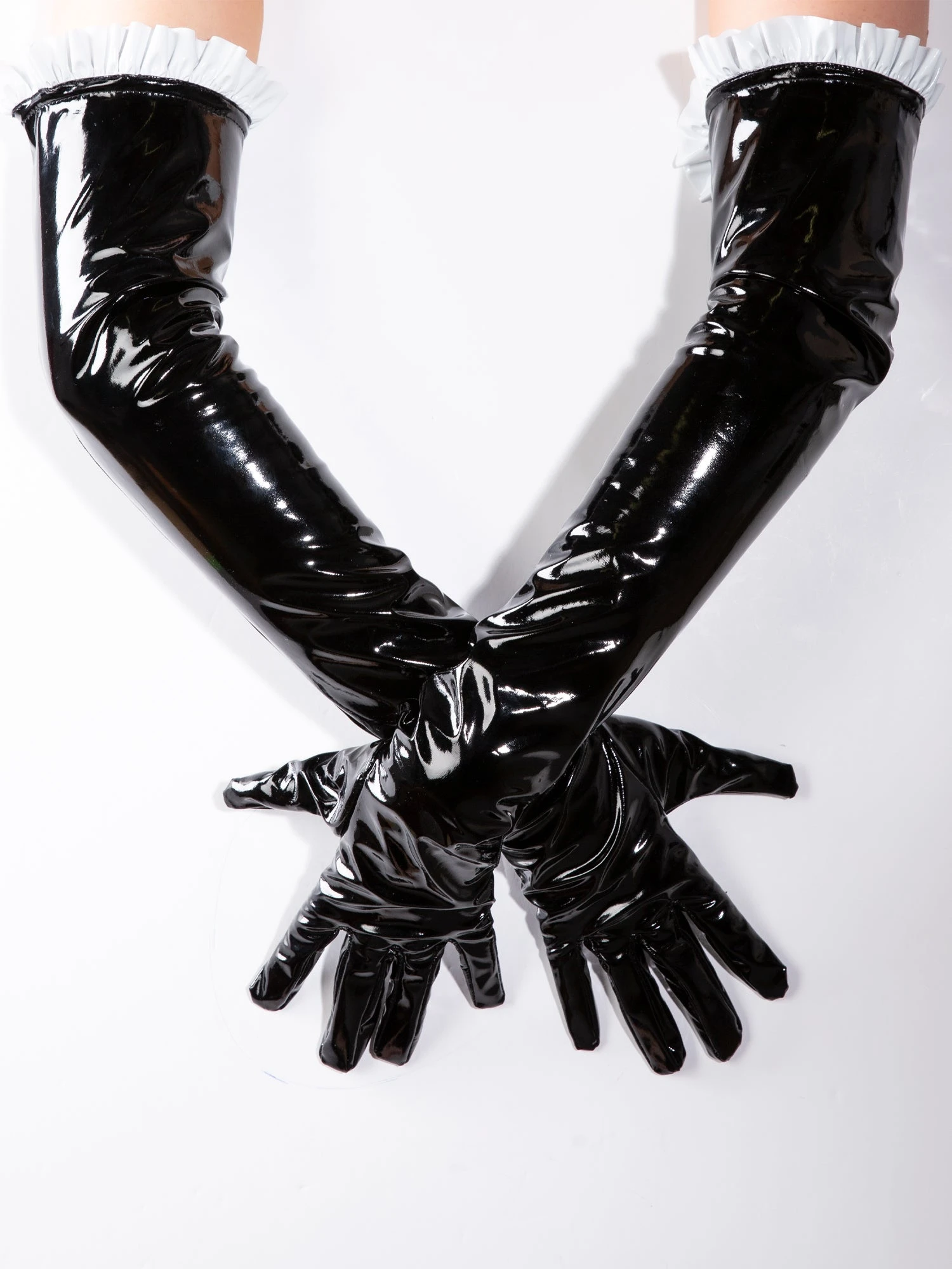 PVC Frilly Elbow Gloves