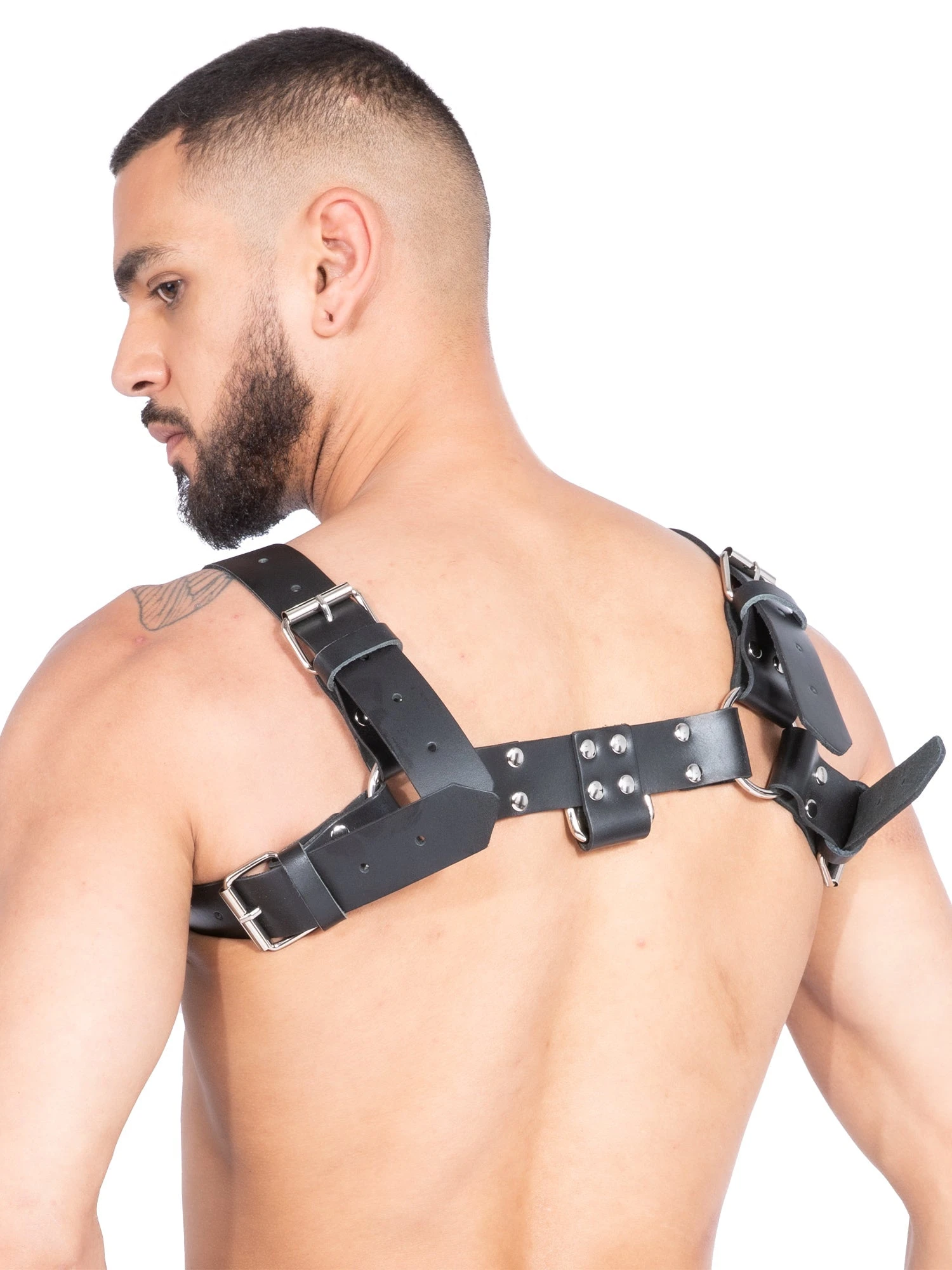 Mens Leather D-Ring Chest Harness - Image 4