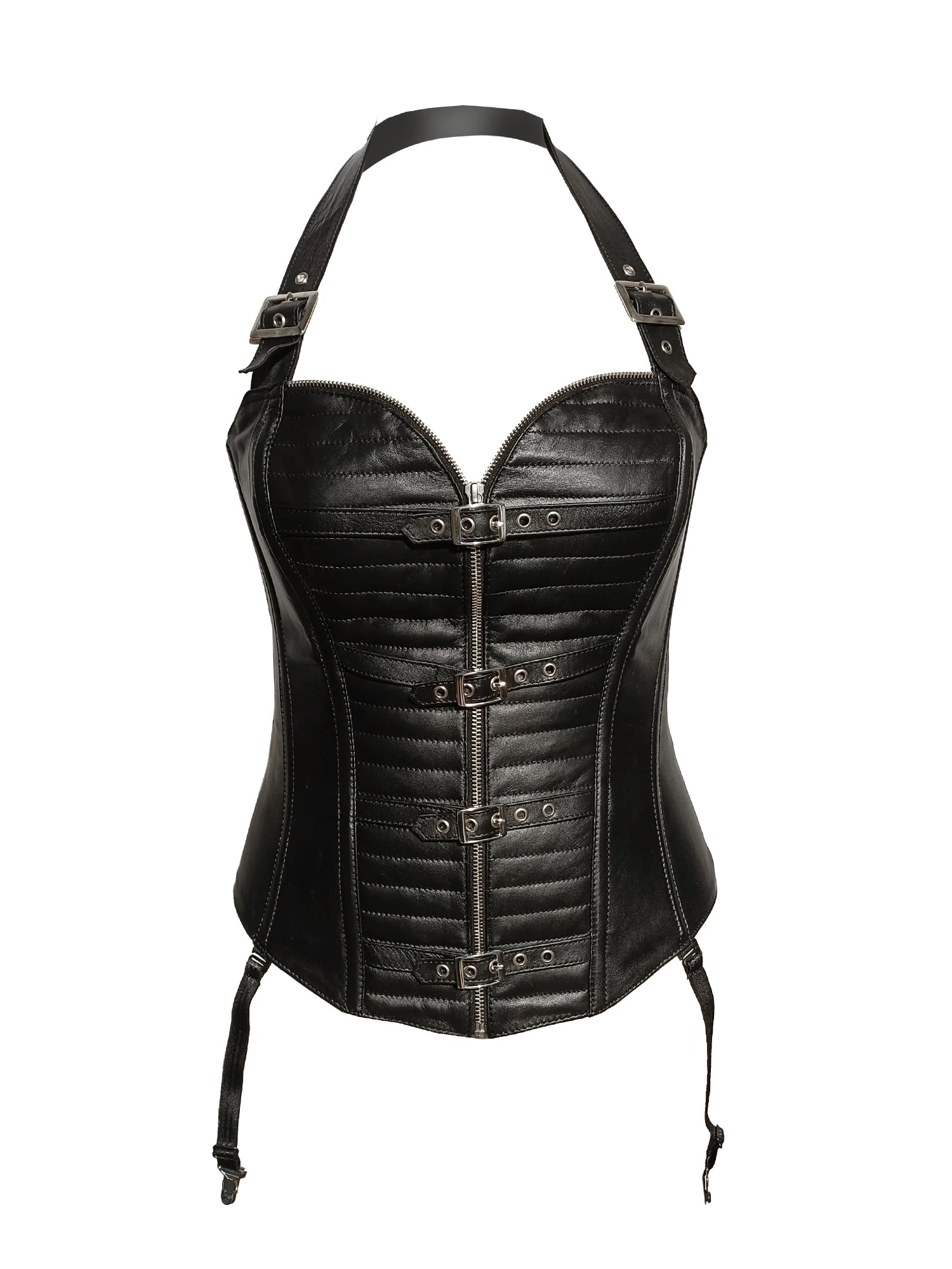 Leather Halter Zip & Buckle Basque - Image 4