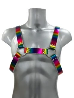 Chunky Buckled Chest Harness In Solid Rainbow