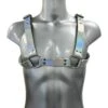 Chunky Buckled Chest Harness In Silver Rainbow