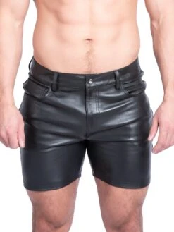 Mens Mid-Length Leather Shorts