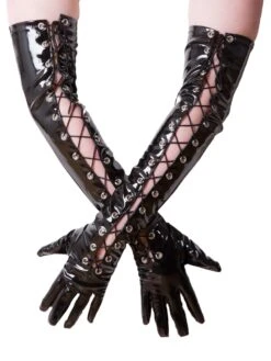 Lace Up Long PVC Gloves