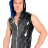 Latex Black & Blue Sleeveless Zipped Hoody
