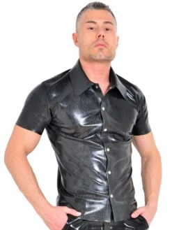 Latex Button Down Polo Shirt