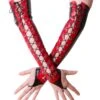 Latex Lace Up Fingerless Gloves