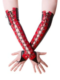 Latex Lace Up Fingerless Gloves