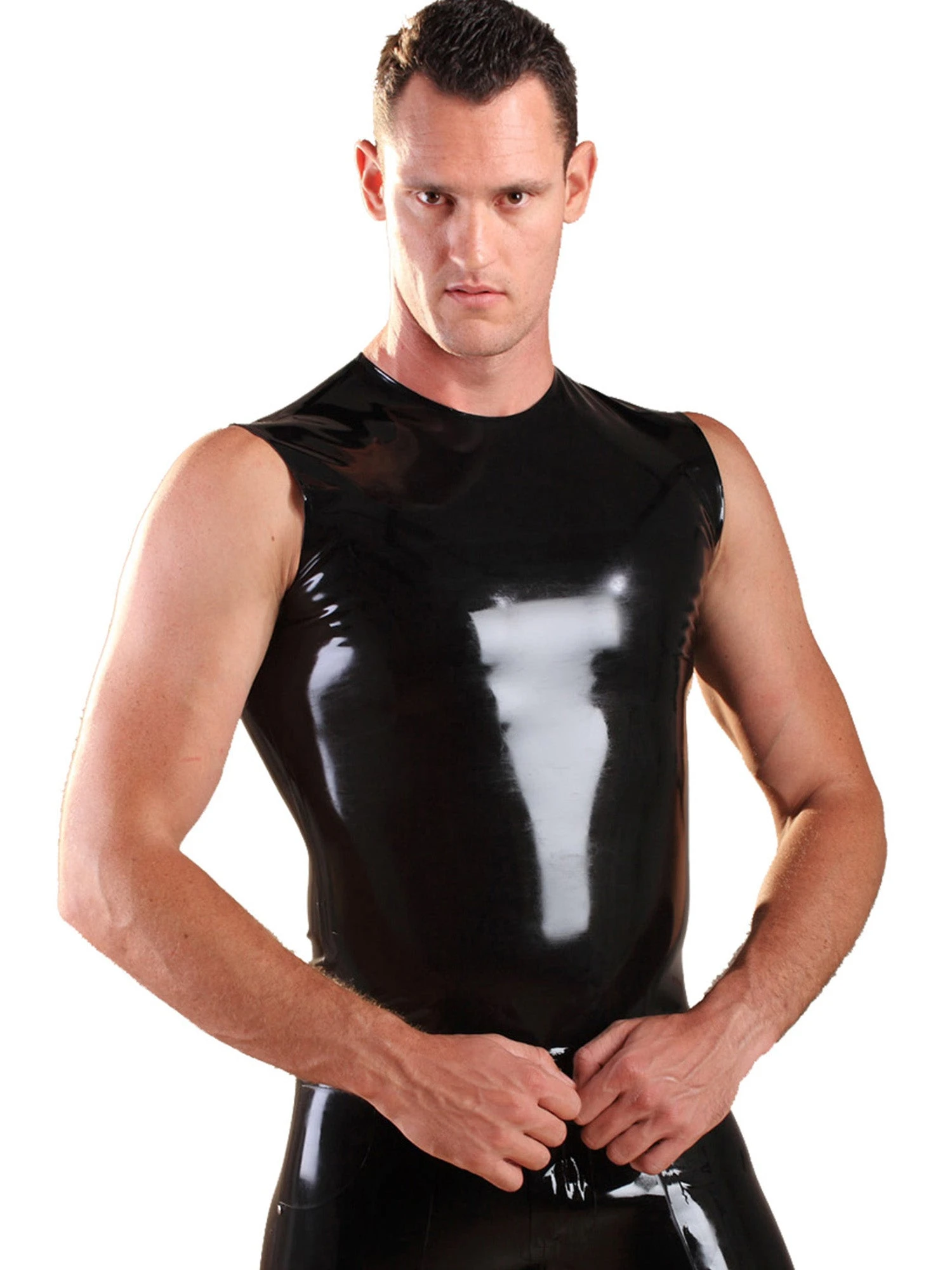 Latex Sleeveless T Shirt In Blue - Image 6