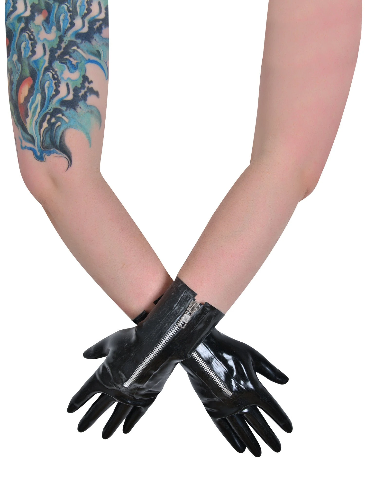 Latex Zipped Short Gloves - Image 2