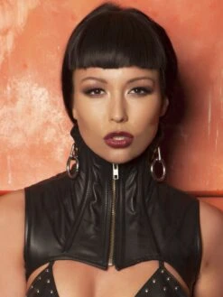 Leather High Collar Demi Top