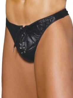 Leather Laced Thong Mens