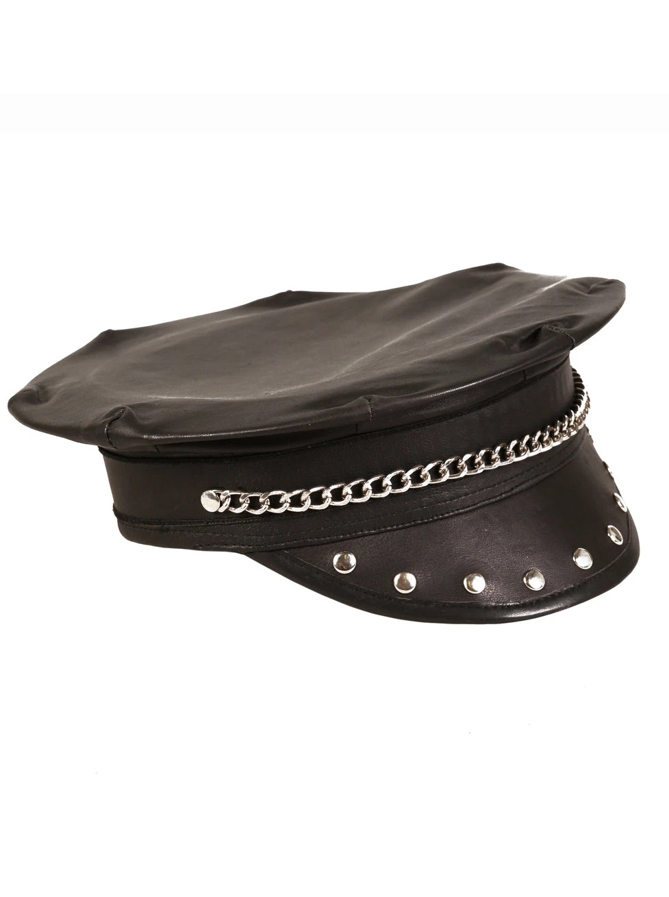 Leather & Metal Studded Cap