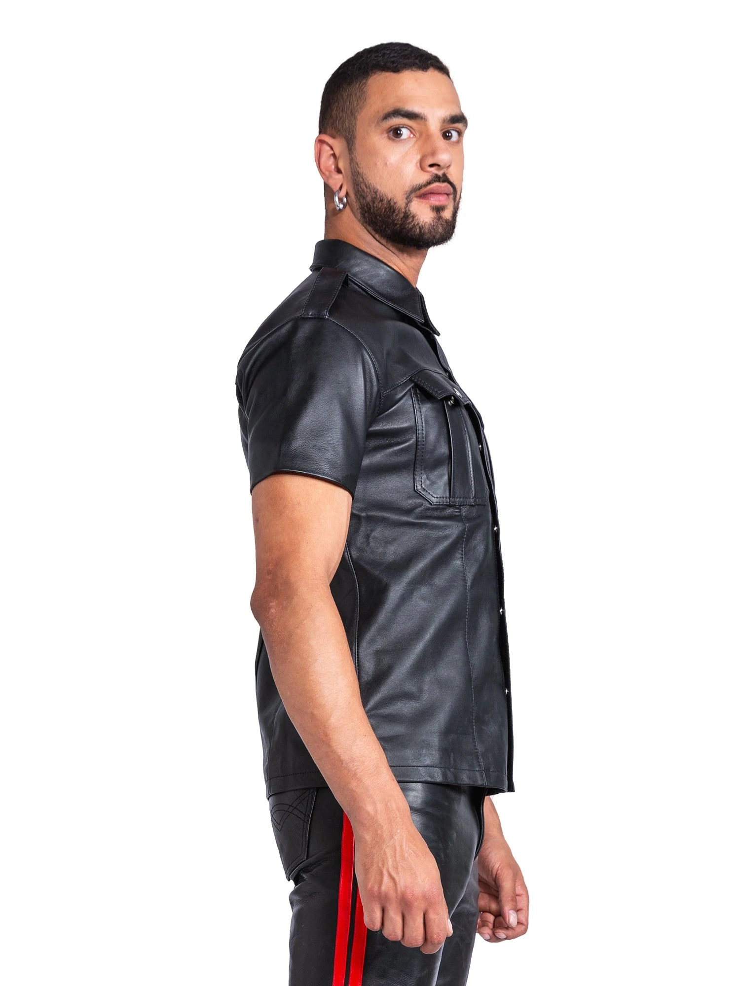 Classic Collar Leather Shirt - Image 2